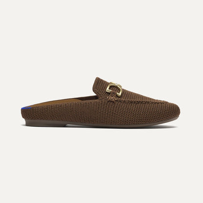 side | The Double Bit Loafer Mule in Cinnamon Raffia-Knit shown from the side.