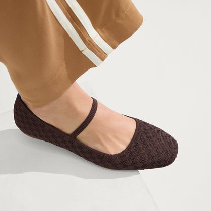 hover | Model wearing The Max Square Mary Jane in Chocolate.