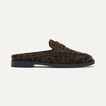 side | The Penny Loafer Mule in ReVelvet Cheetah shown from the side.