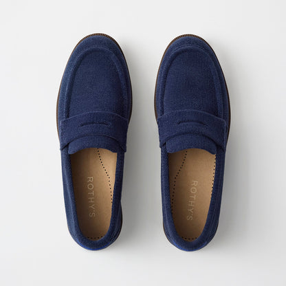 pdp | The Penny Loafer in ReVelvet Navy shown from the top.