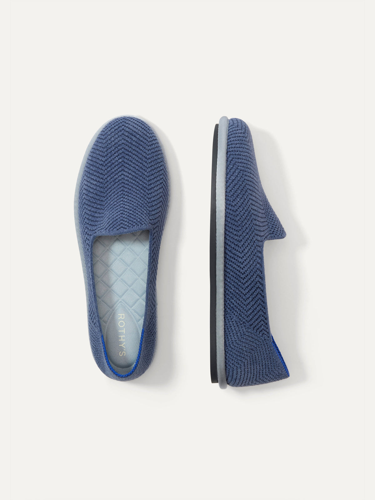 PLP | The Cruiser Loafer in ReVelvet Fog Herringbone shown from the top.