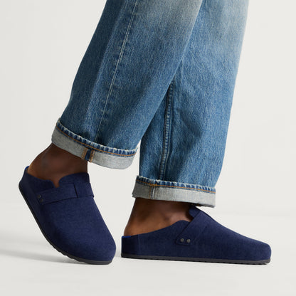 hover | Model wearing The Men's Clog in ReVelvet™ Deep Navy.