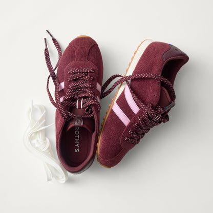 PDP |The Ivy Sneaker in ReVelvet Syrah shown from the top.