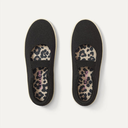 The Kids MJ Sneaker in Black shown from the top.